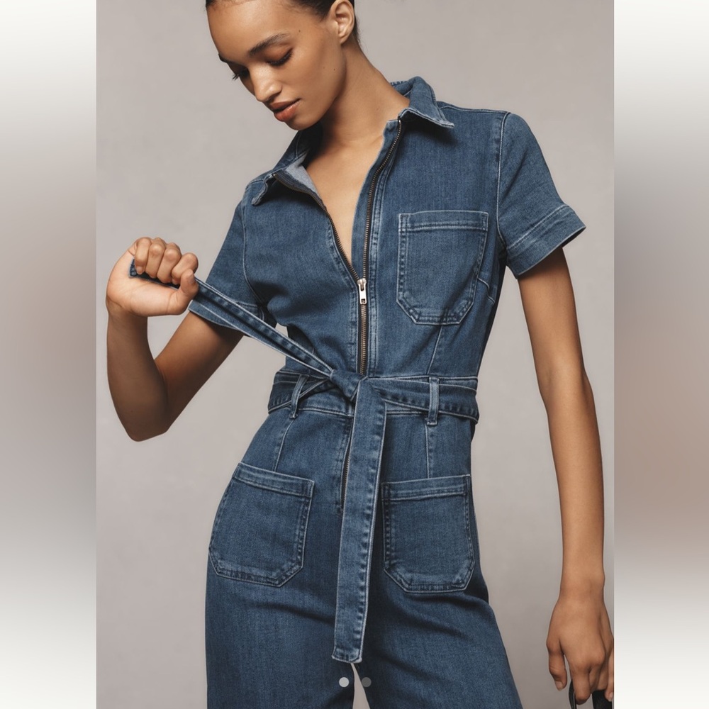 Anthropologie Maeve Dark Blue Denim Overalls